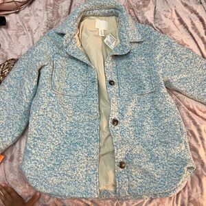 H &M oversized Blue and White flannel Jacket